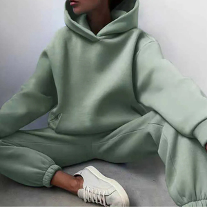 Chándal de otoño para mujer, ropa de calle, sudaderas informales, conjunto de 2 piezas, Conjunto de sudadera deportiva sólida de gran tamaño para mujer, conjuntos de pantalones para mujer - Product Image 2