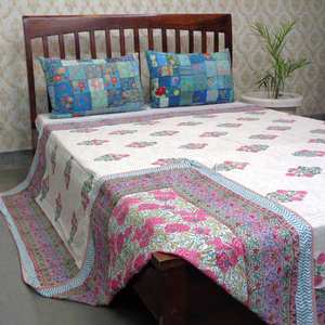 Latest Design Organic Cotton Dohar Queen Size Quilt Handcrafted Indian HandBlock <b>Printed</b> Bedding Traditional Indian Quilt Bulk - Product Image 5