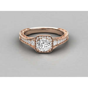 Bague solitaire en or 9 carats pour femme avec diamant rond, design brillant - Product Image 5