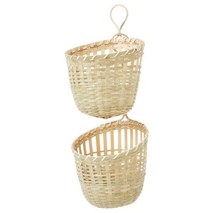 Juego al por mayor de 2 cestas de mimbre natural tejidas a mano ecológicas diseño de círculo redondo para servir y decoración del hogar de Vietnam - Product Image 1