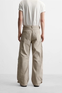 Pantalon cargo ample à jambes larges en denim de coton délavé ZRA, coupe décontractée, pantalon personnalisé, jeans pour hommes, 8 poches, pantalon de travail pour hommes - Product Image 2