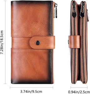 Precio al por mayor 2025 Cartera larga Hombres Ligero OEM Logotipo personalizado Tendencia Cierre de botón a presión de alta calidad Cuero genuino - Product Image 4