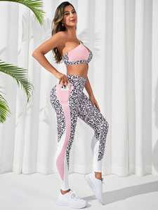 Ensemble de yoga pour femmes, ensemble de fitness, soutien-gorge de sport sans manches, soutien-gorge et leggings de sport à une épaule découpée, taille haute - Product Image 6