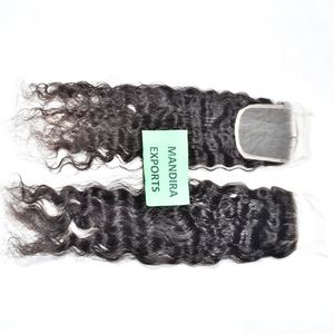 Barato 4*4 Cierre ondulado Color Natural crudo 100% sin procesar cutícula alineada paquetes de onda profunda al por mayor indio templo cabello humano - Product Image 2