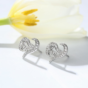 Boucles d'oreilles en argent sterling en forme de cœur avec logo Jeulia Eternal Flame Love - Product Image 6