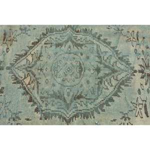 Alfombra Vintage de lana verde y Beige de 3,3x8,5 pies, hecha a mano, turca, gran área abstracta, rectángulo, pasillo, diseño de retazos, látex para habitación - Product Image 5