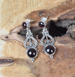 Prix usine grenat rouge 925 en argent Sterling pierres précieuses bijoux boucles d'oreilles janvier pierre de naissance 2 pierre boucle d'oreille cadeau pour anniversaire - Product Image 2