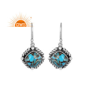 Meilleure vente de boucles d'oreilles en argent sterling oxydé naturel Mojave cuivre turquoise pierres précieuses fabricant de bijoux personnalisés - Product Image 1