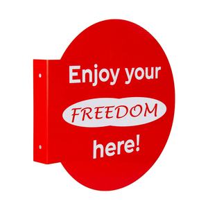 Sıcak satış özelleştirilmiş yuvarlak şekil flanş işaretleri açık reklam Metal tabela baskılı tekniği - Product Image 2