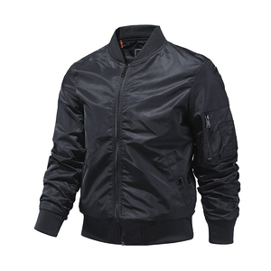 Veste légère en satin avec poignets côtelés, veste d'extérieur avec logo personnalisé et marque privée, blousons bombardier décontractés de base pour hommes - Product Image 6