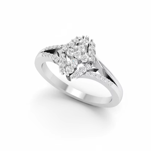 แหวนทองคำ 14K ประดับเพชรธรรมชาติทรงกลมแบบคลัสเตอร์ พร้อมก้านแหวนแบบแยกส่วน 23 เม็ด ทรงกลมเจียระไนแบบบริลเลียนท์ ได้รับการรับรองจาก IGI - Product Image 1