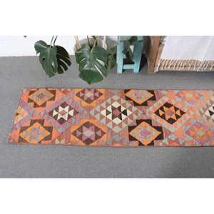 1.7x9.8 ft Turkish <b>Runner</b> <b>Rug</b>, Vintage Orange Floral <b>Rug</b> - Product Image 5