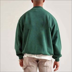 Sudadera de cuello falso lavada vintage de otoño personalizada de fabricante OEM 100% algodón ecológico de secado rápido con logotipo estampado desgastado - Product Image 2