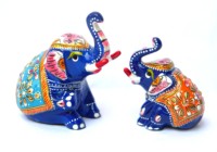 Grande sculpture d'éléphant artisanale indienne, style campagne française, en métal blanc et aluminium, pour la décoration de maison et d'hôtel - Vente flash