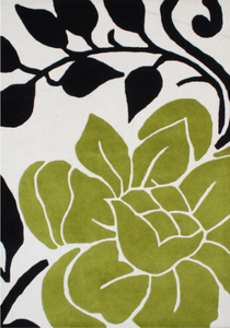 Alfombra de área botánica moderna de alta calidad, diseño Floral verde con acentos en blanco y negro para sala de estar de hotel - Product Image 2