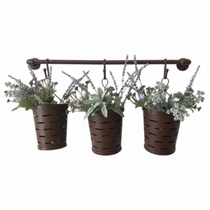 Juego de 3 Macetas Colgantes de Metal Estilo Granja, Macetas de Hierro para Flores con Ganchos y Exhibición para Decoración de Jardín - Product Image 1