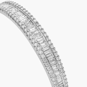 Elegante brazalete de diamantes de laboratorio de plata de ley refinada blanca de 14 quilates, corte Baguette de 5 quilates E VS1 IGI, conjunto de canal Certificado de lujo - Product Image 5