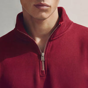 <b>Men</b> Sweatshirt With <b>Quarter</b> <b>Zip</b> Long Sleeves Custom Logo Design OEM Service Casual Wear Ribbed Cuffs / Waistband For Relaxed Fit - Product Image 2