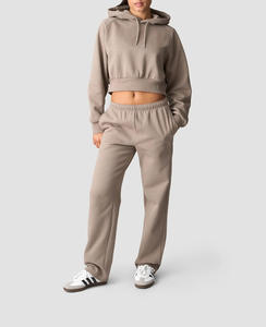 Conjunto Deportivo de Dos Piezas para Mujer, Venta al Por Mayor, Sudadera Corta con Capucha y Pantalones Jogger con Cintura Elástica, Ropa Casual - Product Image 4