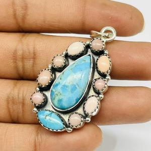 Pendentif en Turquoise Naturelle et Opale Rose Pendentif Designer Pendentif Bohème Pendentif Mode Pendentif Turquoise Pendentif Opale Pendentif - Product Image 6