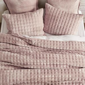 Sang trọng nhung Quilt Set Vua Kích thước hồng hồng, Nhung Comforter Set, quá khổ bedspread coverlet Quilted bedding Set - Product Image 3