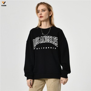 Sudaderas largas de algodón liso para mujer, sudadera de lana con hombros caídos Unisex, sudadera con estampado personalizado para mujer, Sudadera de cuello redondo - Product Image 3