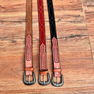 Top Brand Professional Custom <b>Boot</b> Stitch Hand Tooled Suede Leather Belt for Men & Women High-grade Genuine Cowhide Leather Belt - Product Image 3