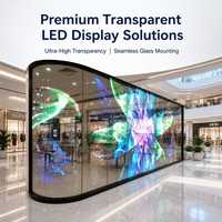 Écran LED transparent haute transparence P3.91, mur vidéo en verre, signalisation numérique OEM 6000 Nits pour vitrine de centre commercial intérieur