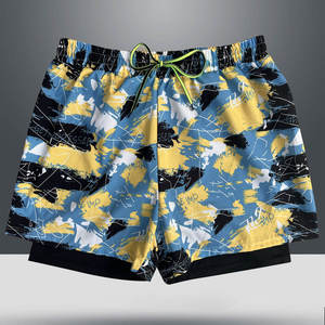 2025 Offre Spéciale hommes mi-taille toile Shorts de plage respirant OEM ODM solide motif décontracté maillot de bain - Product Image 2