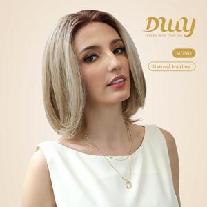 Peluca Corta Bob sin Pegamento Demi C-DWY, con Frente de Encaje Transparente, Parte Libre, Cabello Sintético Rubio - Product Image 2