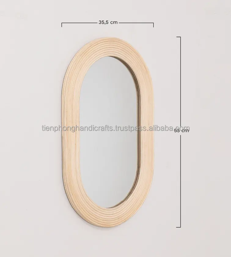 Decorative Long Oval Rattan Mirror | European Style Furniture | Tienphong Handicrafts