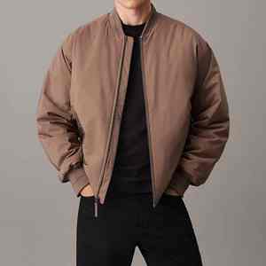 2025 chaqueta acolchada de bombardero de lujo con cremallera para hombre, chaqueta de invierno de tela alta de Color sólido, ropa de invierno para exteriores, chaqueta con cuello levantado para hombre - Product Image 1