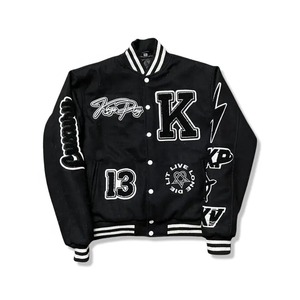 2024 hiver Logo personnalisé grande taille décontracté Bomber lettre Baseball Sport de plein air travail Denim Vintage garçon manteau veste en cuir pour hommes - Product Image 4