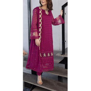 Tenue décontractée Shalwar Kameez de couleur personnalisée pour femme Robe traditionnelle fantaisie en coton pour pelouse en vrac Maxi - Product Image 1