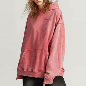 Sudaderas con capucha de lavado ácido para mujer, sudaderas Vintage de moda de gran tamaño desteñidas de secado rápido, sudaderas básicas con cuello con cremallera de algodón 100% - Product Image 4