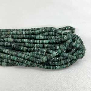 6mm 7mm naturel émeraude à facettes Heishi pneu pierres précieuses perles brin pierres précieuses pour la fabrication de bijoux bricolage produits en vrac en gros - Product Image 3