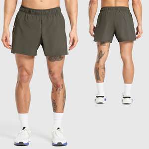 2025 Men's High Street Summer Gym Shorts Mid Waist Drawstring Washed <b>French</b> Terry Jogger with Solid Pattern for Exercise - Product Image 4