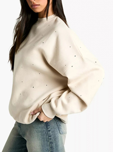 New Arrival Women's <b>Hooded</b> Anti-Pilling Printed Rhinestone Sweatshirt Solid Colour Breathable Hip Hop Winter Acid Wash Front - Product Image 4