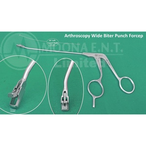 Pinces à punch arthroscopiques 4 mm, tige courbée à gauche 13 cm, instruments d'arthroscopie réutilisables - Product Image 1