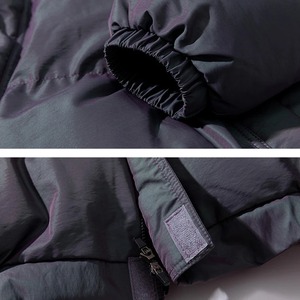 Casual Trendy <b>Hooded</b> Puffer <b>Jackets</b> for Winter Plus Size Warm Winter Cotton-<b>Padded</b> Clothes Stand Collar Canvas Shiny Surface - Product Image 2