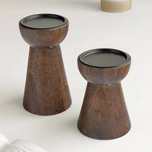 Juego de 2 Portavelas de Madera de Mango Antiguos, Personalizables, Ecológicos, Pintados a Mano, Faroles Decorativos Hechos a Mano, Frascos Duraderos - Product Image 2