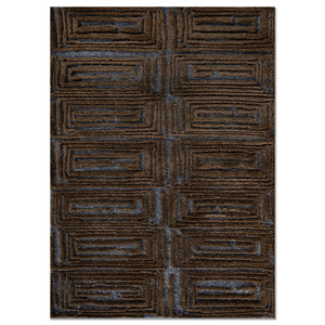 Alfombra Aprezo Azul de Acrílico Anudada a Mano, Tejido Plano Geométrico para Decoración de Sala de Estar, Diseño Rectangular para Pasillo 9x12 - Product Image 1