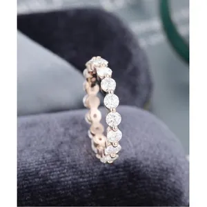 Full Eternity <b>Band</b> <b>Ring</b> for Men 925 Sterling <b>Silver</b> White Gold Plated 10mm Width Trendy Hip Hop Bling Jewelry - Product Image 5