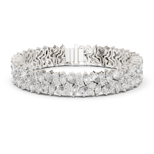 Elysian 10K <b>White</b> <b>Gold</b> Marquise Cut Diamond Women's Luxury Rhodium Plated Double-Row <b>Bracelet</b> - Product Image 1