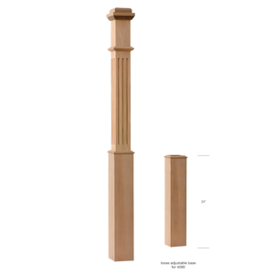 Caja de panel estriado de madera maciza de caucho Newel 55 "con manga ajustable Pirámide intercambiable y tapas planas incluidas - Product Image 3