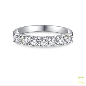 Bague élégante en diamant de laboratoire à 7 pierres pour femme, bague de mariage classique demi-éternité, bijoux cadeaux intemporels - Product Image 2