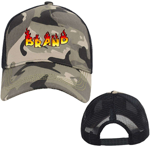 Vente en gros Camo Hip Hop Fashion 5 Panel Trucker Hat pour hommes avec bande réglable et panneau latéral en maille de haute qualité - Product Image 3