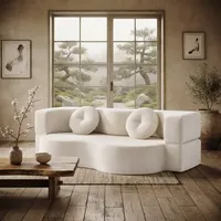 Canapé-lit multifonctionnel de luxe en tissu doux pour la peau, 2-en-1, deux places, ergonomique, entièrement en mousse, anti-affaissement