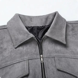 Chaqueta de Gamuza Gris para Hombre, Estilo Urbano Minimalista, Chaqueta con Cierre, Ropa Exterior Informal Moderna, Abrigo Elegante - Product Image 3