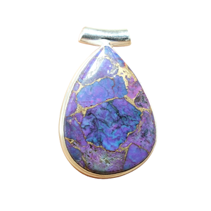 Pendentif en pierre précieuse turquoise cuivre violet naturel, pendentif en argent sterling 925 fait à la main, pendentif en pierre violette, pendentif turquoise, cadeau - Product Image 1